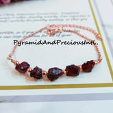 Natural Raw Garnet Copper Plated bracelet, January Birthstone bracelet